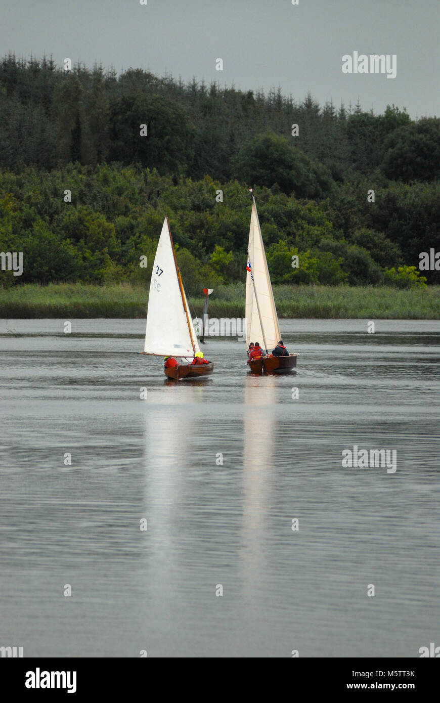 Sylvie Viant's Water Wag und Jean Sourisseaus Petite LilibertŽ am Lough Erne während der ersten Etappe der Lakelands & Inland Waterways Ireland Seailing Stockfoto