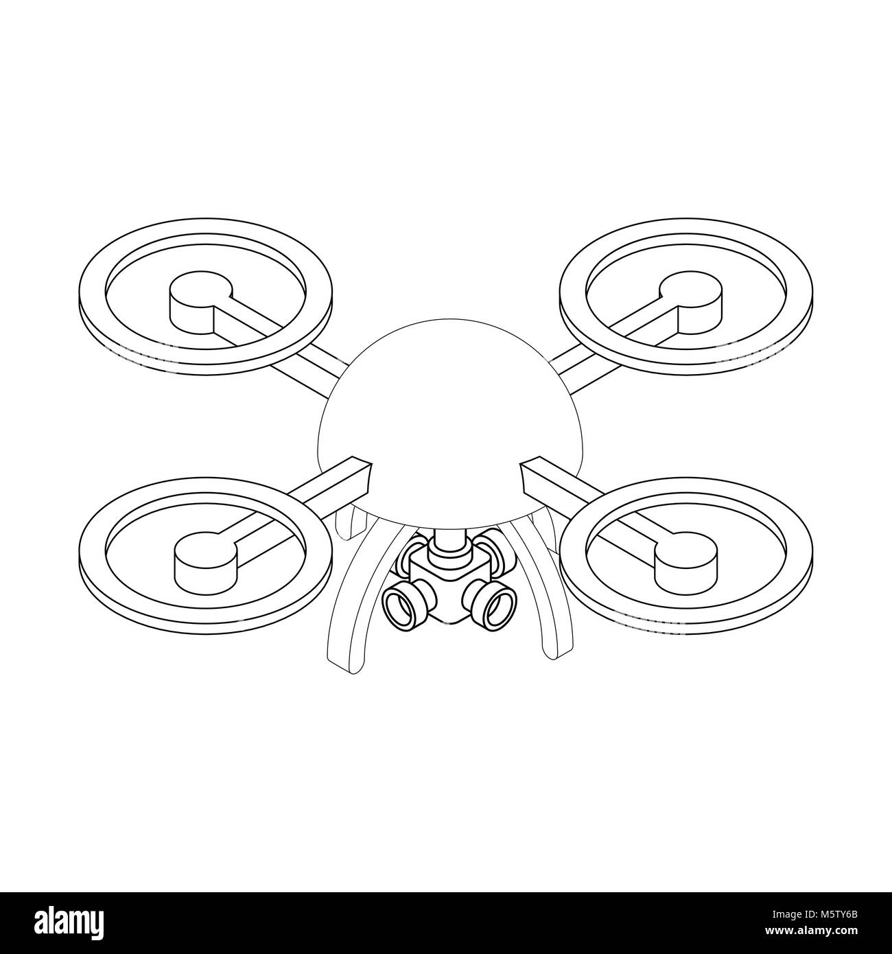 Quadrocopter mit Kamera Isometrie isoliert. Unmanned Aerial Vehicle Stock Vektor