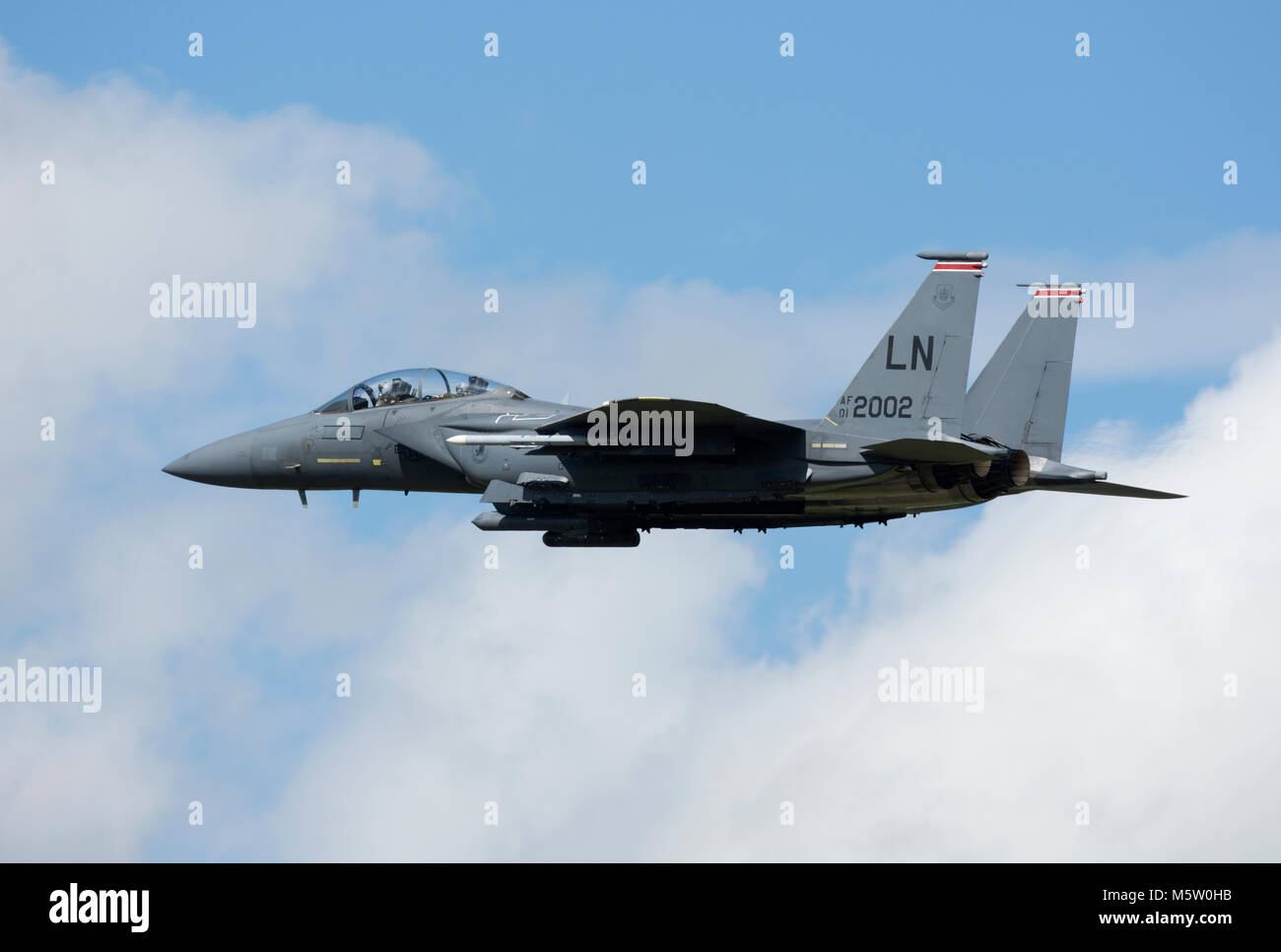 McDonnell Douglas F-15E Strike Eagle, 01-2002, der 48Th Fighter Wing, 494 Fighter Squadron, USAFE, basiert und an RAF Lakenheath, Suffolk gesehen Stockfoto