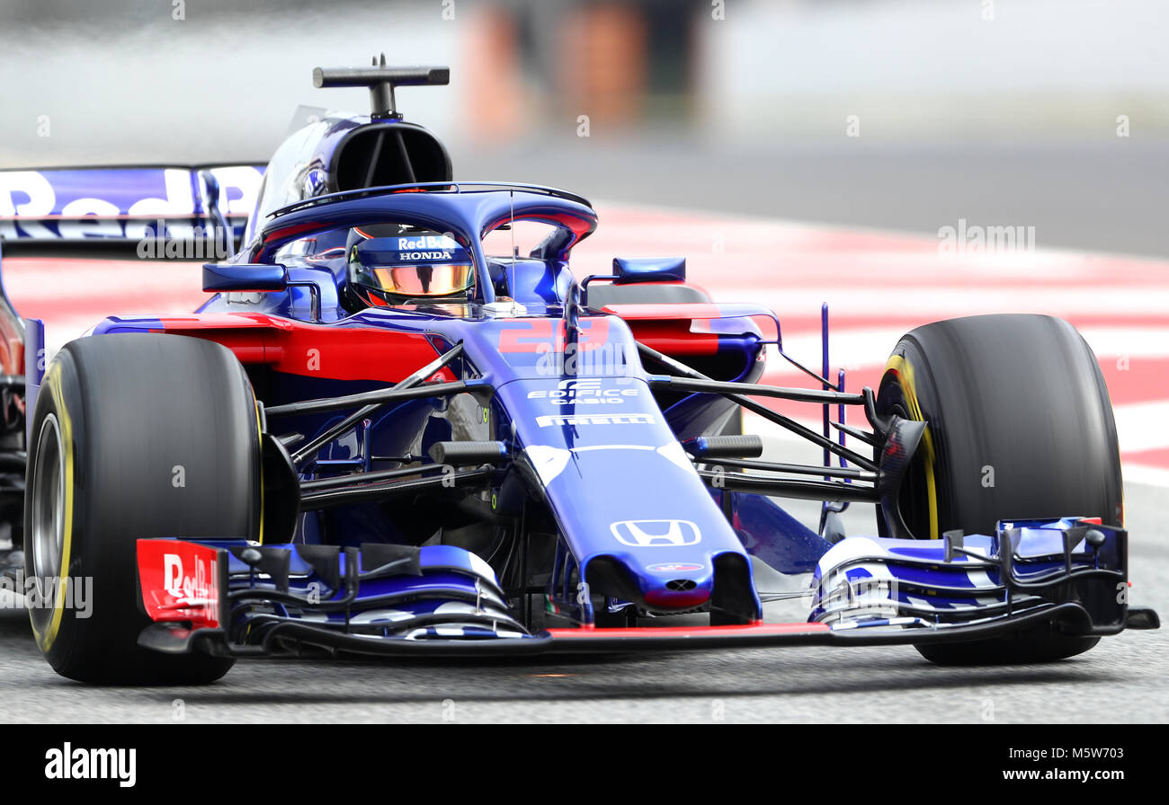 Von Toro Rosso Brendon Hartley während einem Tag Vorsaison-testprogramm auf dem Circuit de Barcelona-Catalunya, Barcelona. Stockfoto