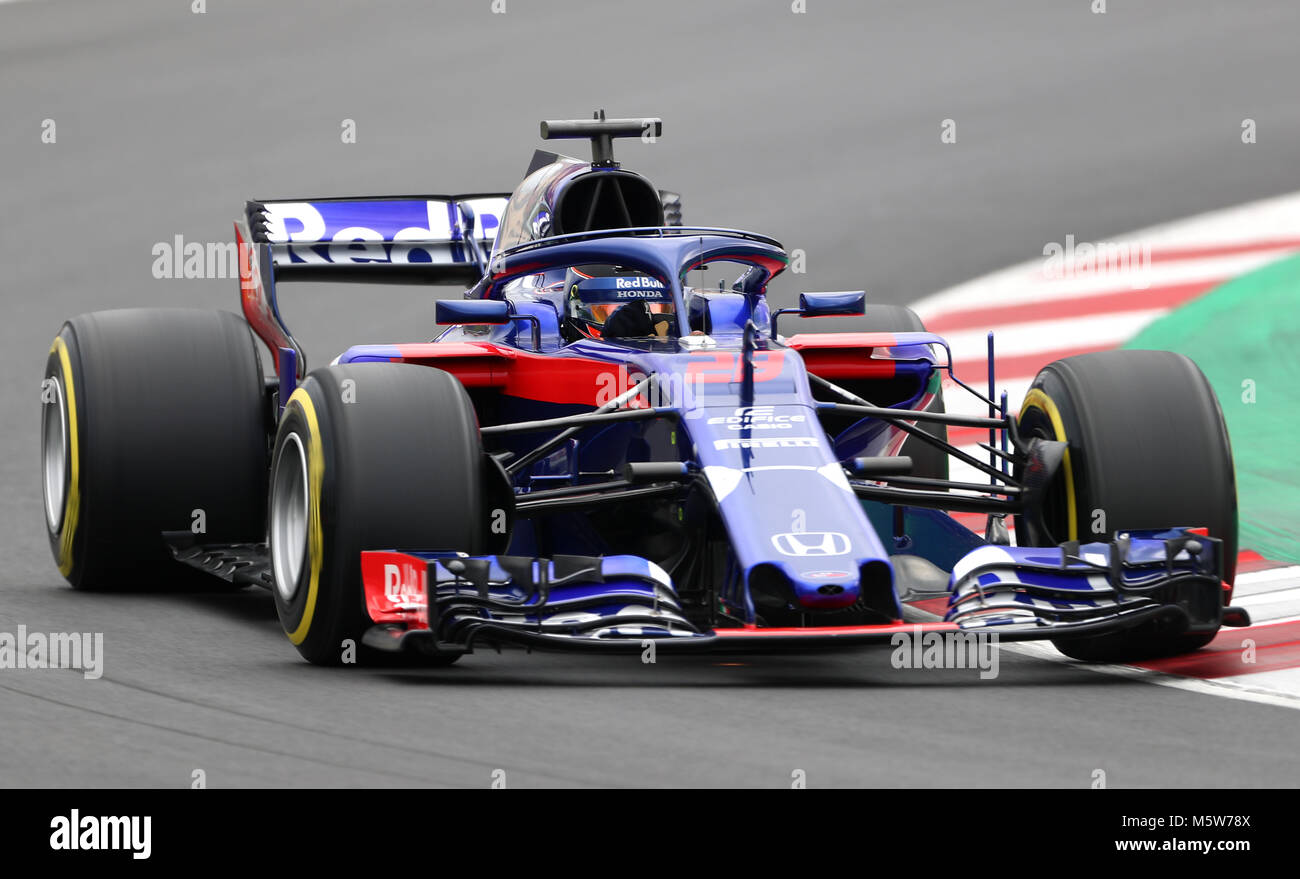 Von Toro Rosso Brendon Hartley während einem Tag Vorsaison-testprogramm auf dem Circuit de Barcelona-Catalunya, Barcelona. Stockfoto