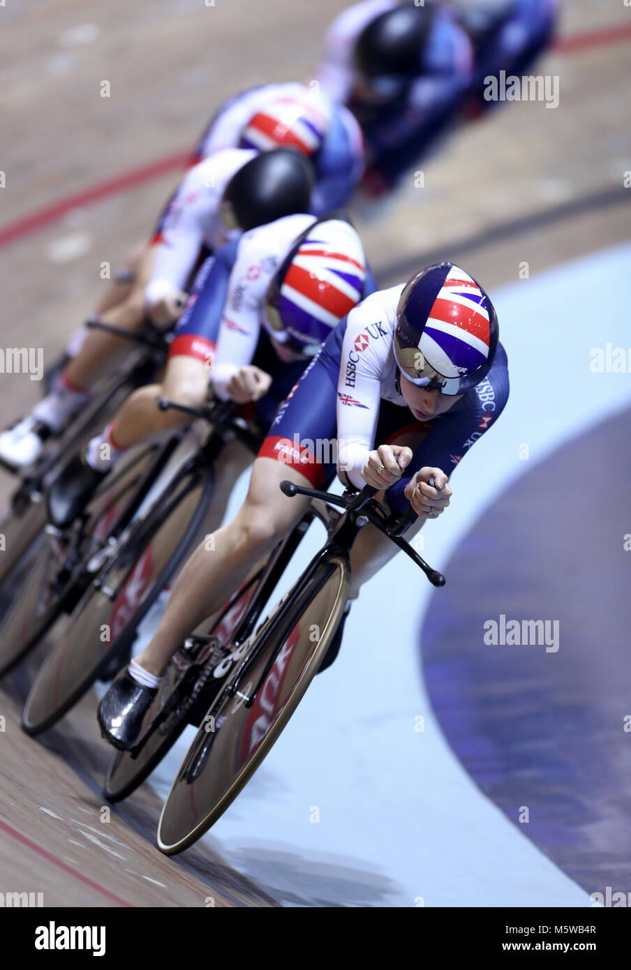 Laura Kenny mit Mannschaftskameraden von der GB Radfahren Frauen Ausdauer Team während einer Trainingseinheit an der HSBC nationalen Radfahren Centre, Manchester. PRESS ASSOCIATION Foto. Datum: Montag, 26 Februar, 2017. Siehe PA Geschichte Radsport. Photo Credit: Tim Goode/PA-Kabel Stockfoto