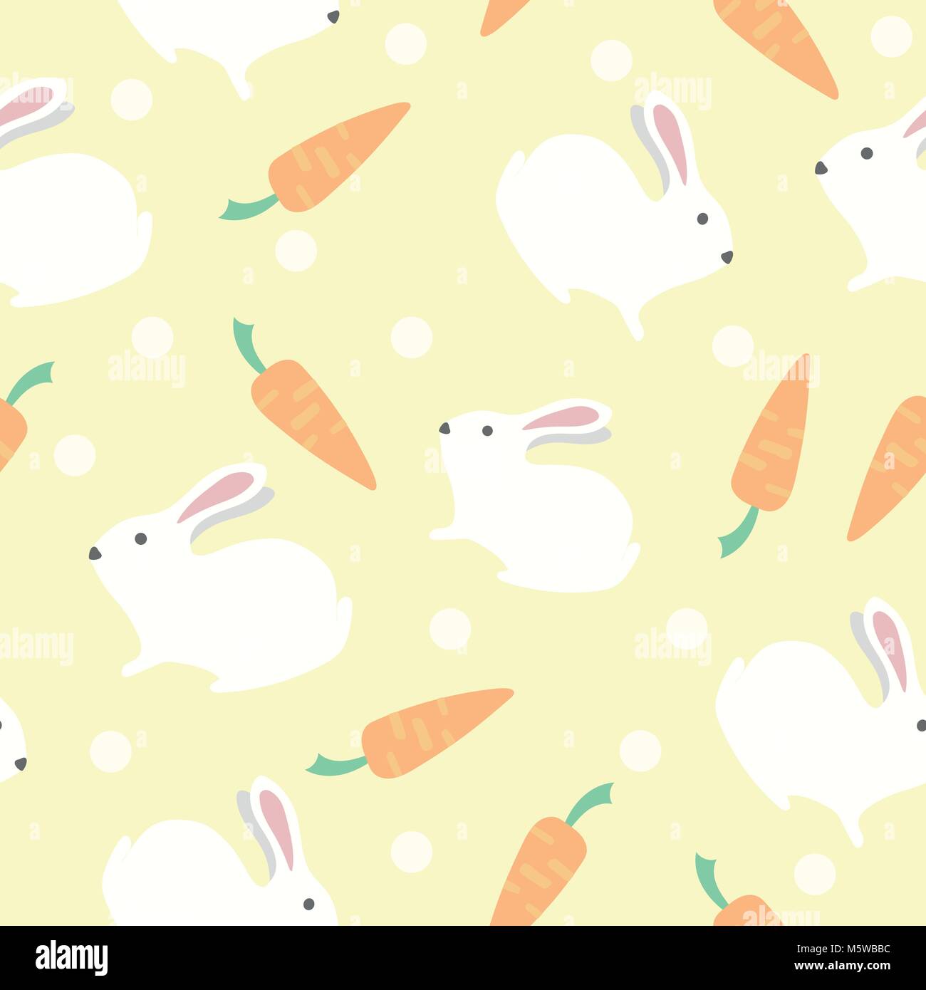 Nahtlose Muster von Cartoon Hase und Karotte Design Stock Vektor