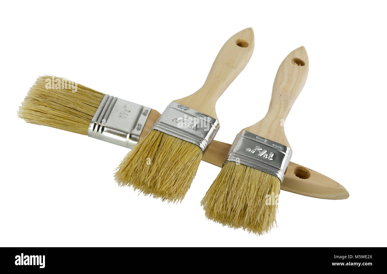 Holz- behandelt Pinsel auf der Seite liegend Stockfoto
