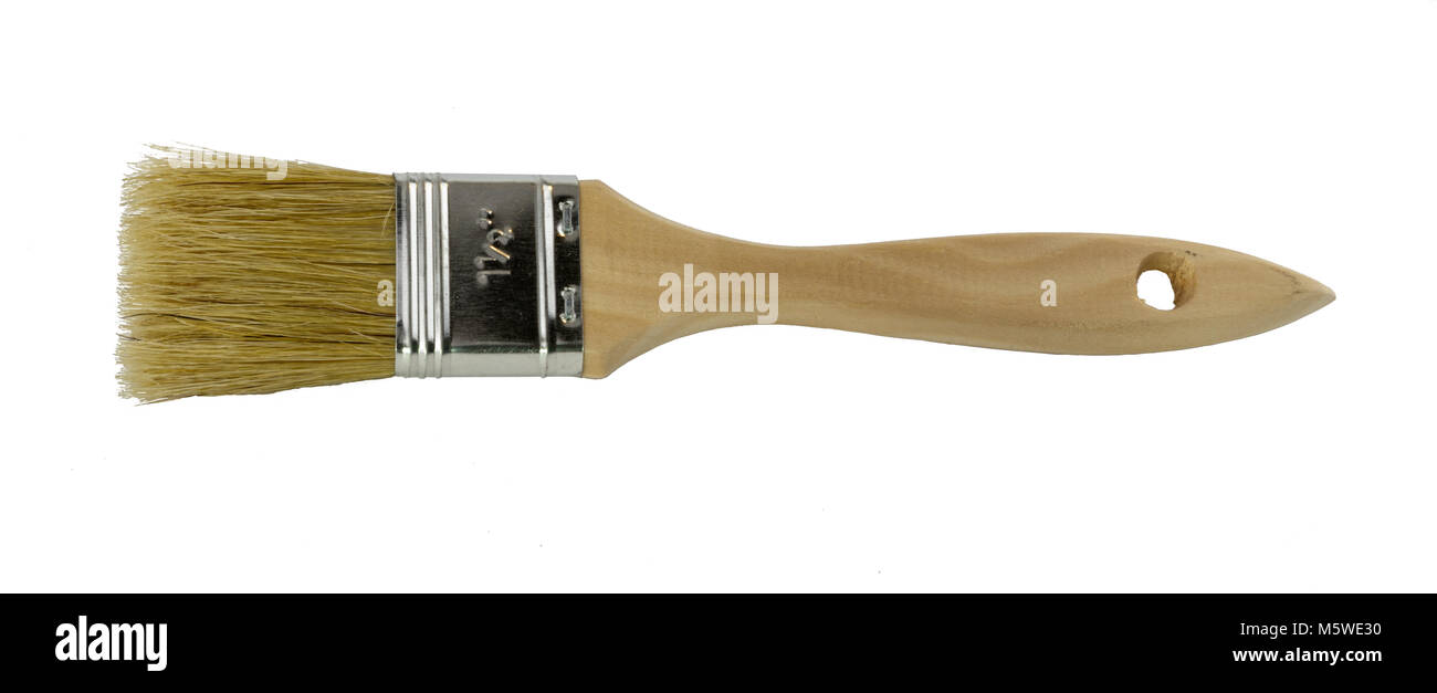Holz- behandelt Pinsel auf der Seite liegend Stockfoto