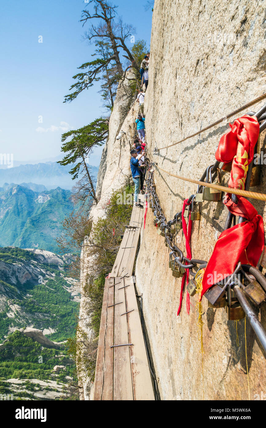 China, in der Provinz Shaanxi, Huashan Berg, dem Menschen auf der Spur des Todes Stockfoto