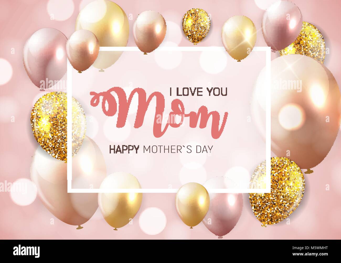 Happy Mother's Day Hintergrund mit Luftballons. Vector Illustration Stock Vektor