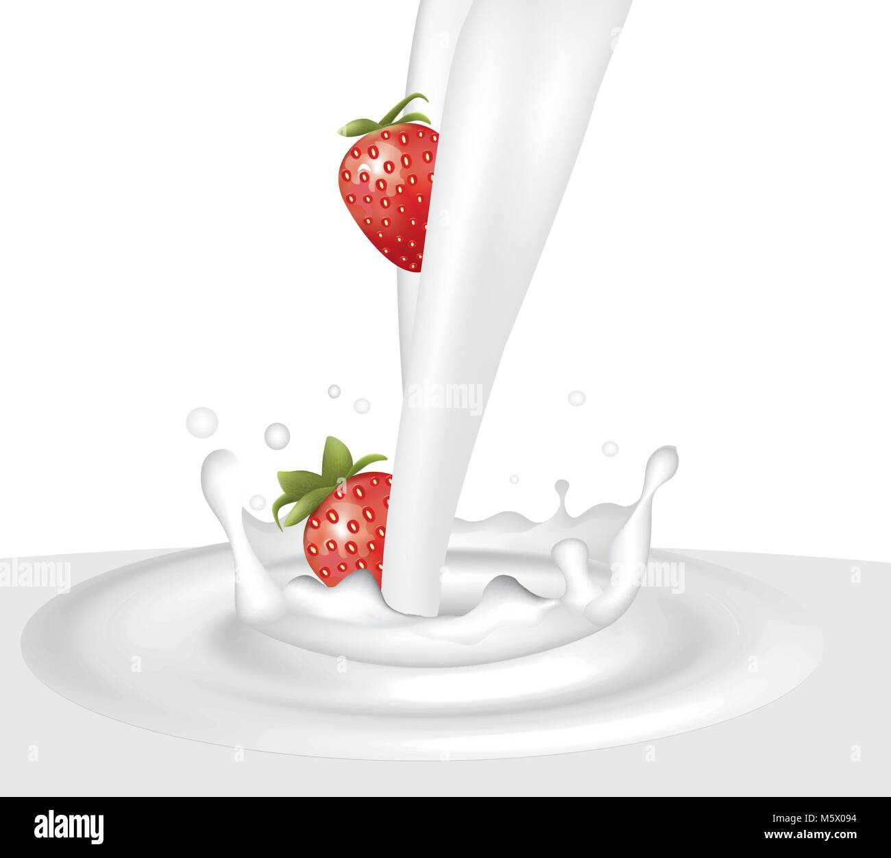 Milch Spritzen mit Erdbeeren. Vector Illustration Stock Vektor