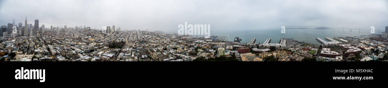 360 Grad Panorama von San Francisco aus Telegraph Hill Stockfoto