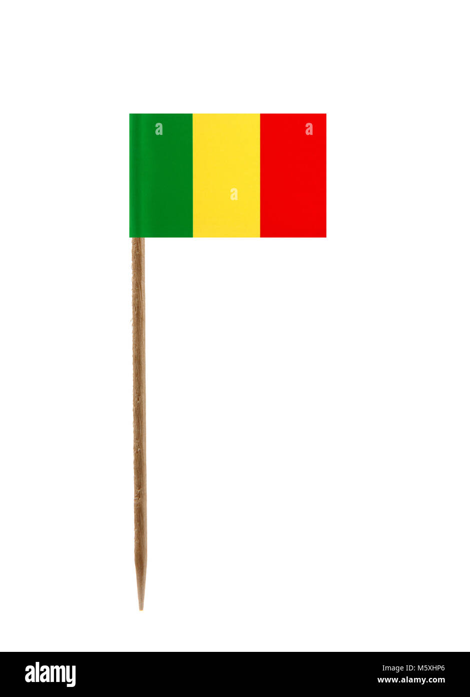 Zahn pick Wit eine kleine Papiertüte Flagge Mali Stockfoto