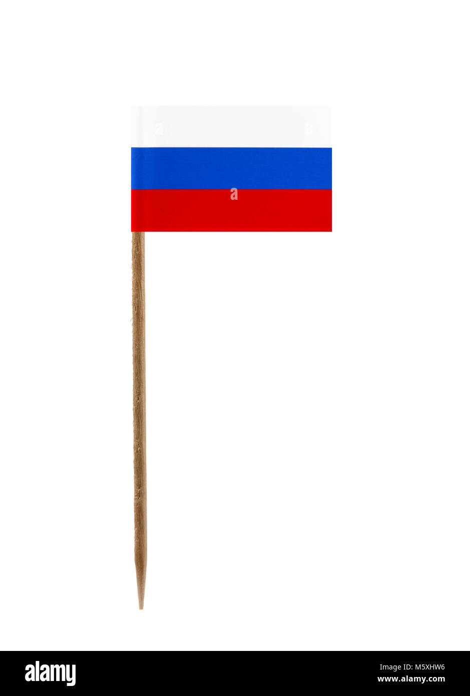 Zahn pick Wit eine kleine Papiertüte Flagge der Russischen Föderation Stockfoto
