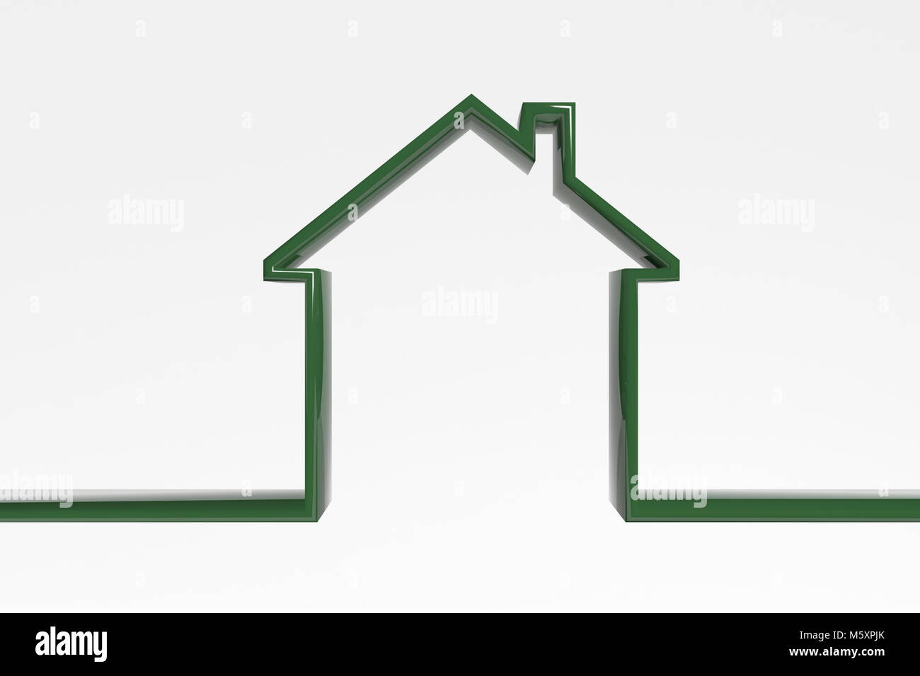 3D-Haus. Grüne effiziente Haus Symbol. Symbol eines Hauses Stockfoto