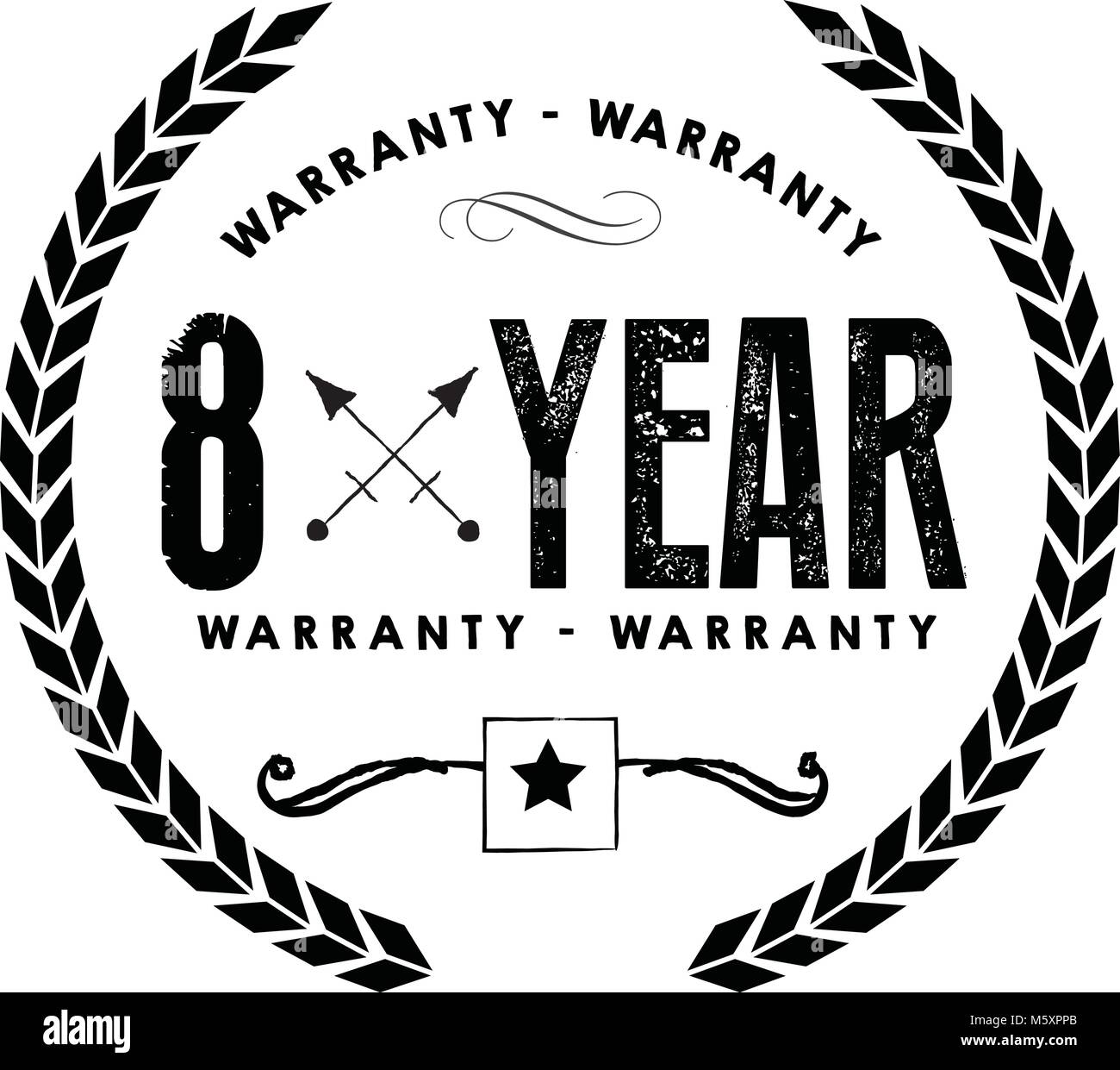 8 Jahre Garantie auf das Symbol vintage Stempel garantieren Stock Vektor