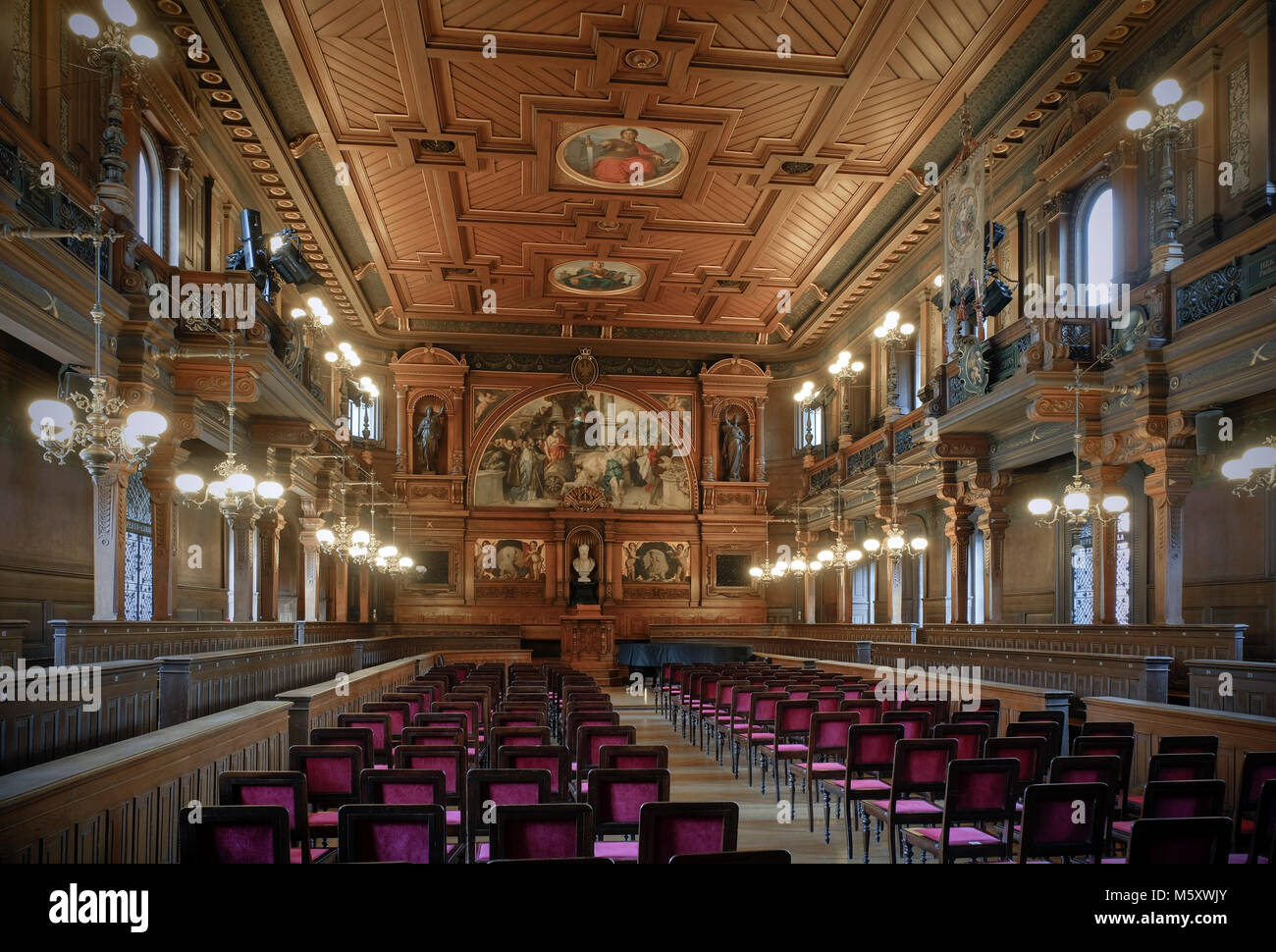 Heidelberg, Alte Universität, Alte Aula, 1886 von Josef Durm umgestaltet, Haupt-Repräsentationsraum der Universität Stockfoto