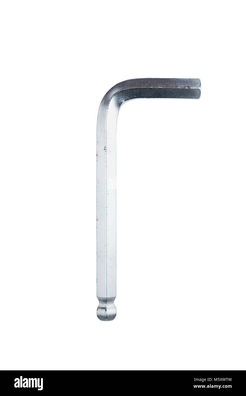 Imbu bzw. den Sechskantschlüssel auf einem weißen Hintergrund. Bau oder Reparatur Tool Stockfoto