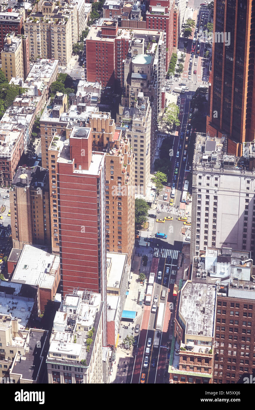 Vintage getönten Luftbild von New York City, USA. Stockfoto