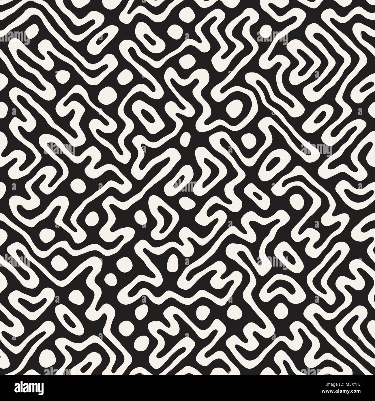 Nahtlose Muster mit Labyrinth Linien. Monochrome abstrakt Hintergrund. Vektor Hand gezeichneten Labyrinth. Stock Vektor