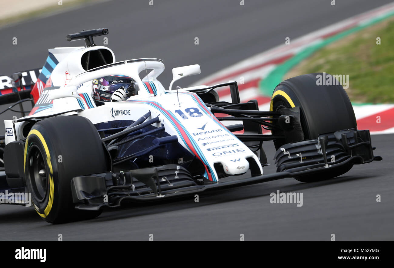Williams' Lance Spaziergang während einem Tag Vorsaison-testprogramm auf dem Circuit de Barcelona-Catalunya, Barcelona. PRESS ASSOCIATION Foto. Bild Datum: Montag, 26. Februar 2018. Siehe PA Geschichte AUTO Barcelona. Photo Credit: Tim Goode/PA-Kabel. Einschränkungen: Nur für den redaktionellen Gebrauch bestimmt. Kommerzielle Nutzung mit vorheriger Zustimmung von Teams. Stockfoto
