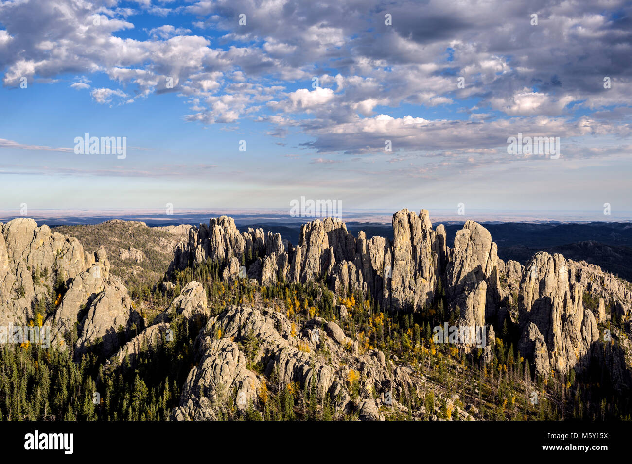 SD 00075-00 ... South Dakota - die Türme des Doms von Little Devils Tower in Custer State Park gesehen. Stockfoto