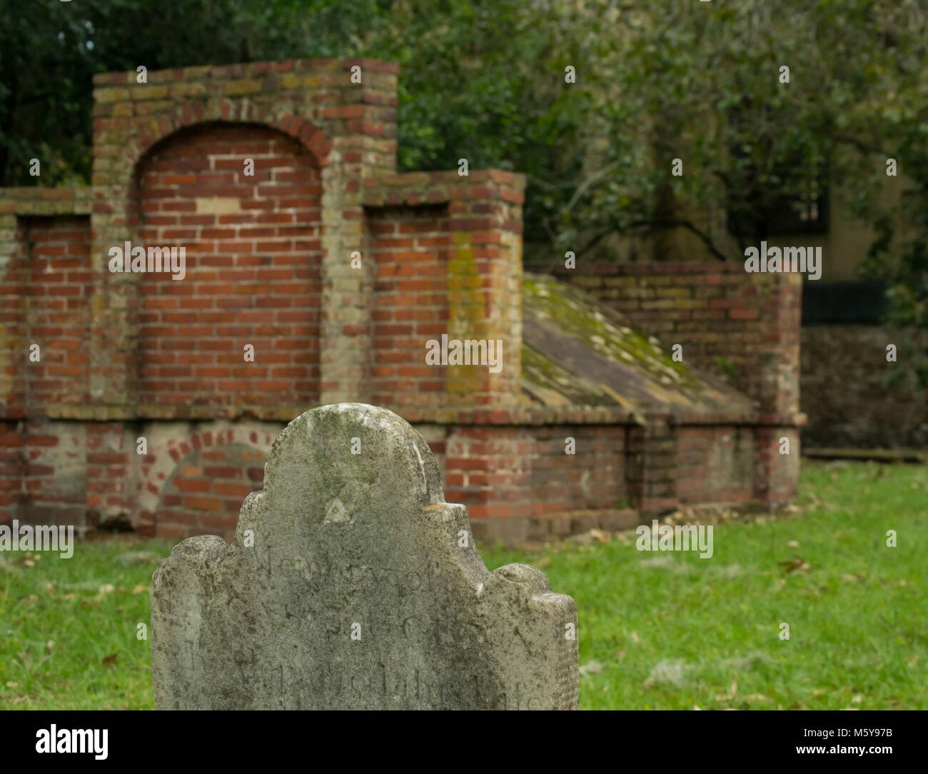 Graveyard-Headstones in Savannah, GA Stockfoto