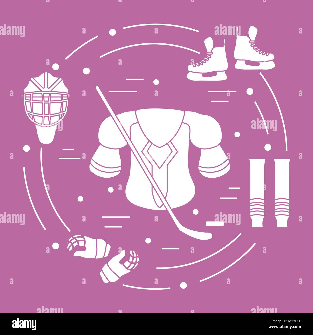 Skates Handschuhe Helm Schulterpolster Hockey Stick Hockey Socken Eishockey Puck Hockey Ausrustung Wintersport Elemente Stock Vektorgrafik Alamy