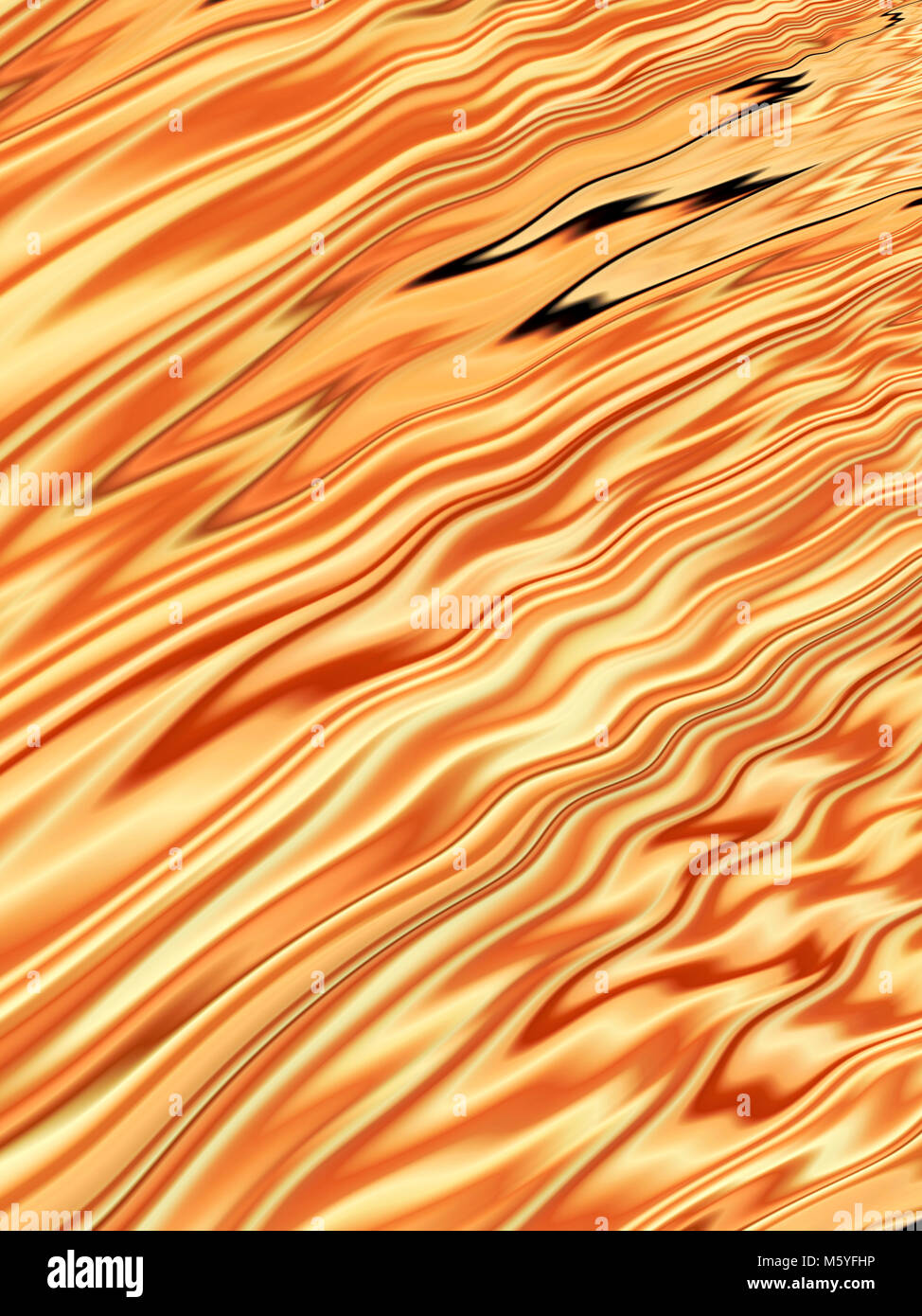 Goldene fraktale Hintergrundbild mit glatten wellenförmige Muster Stockfoto