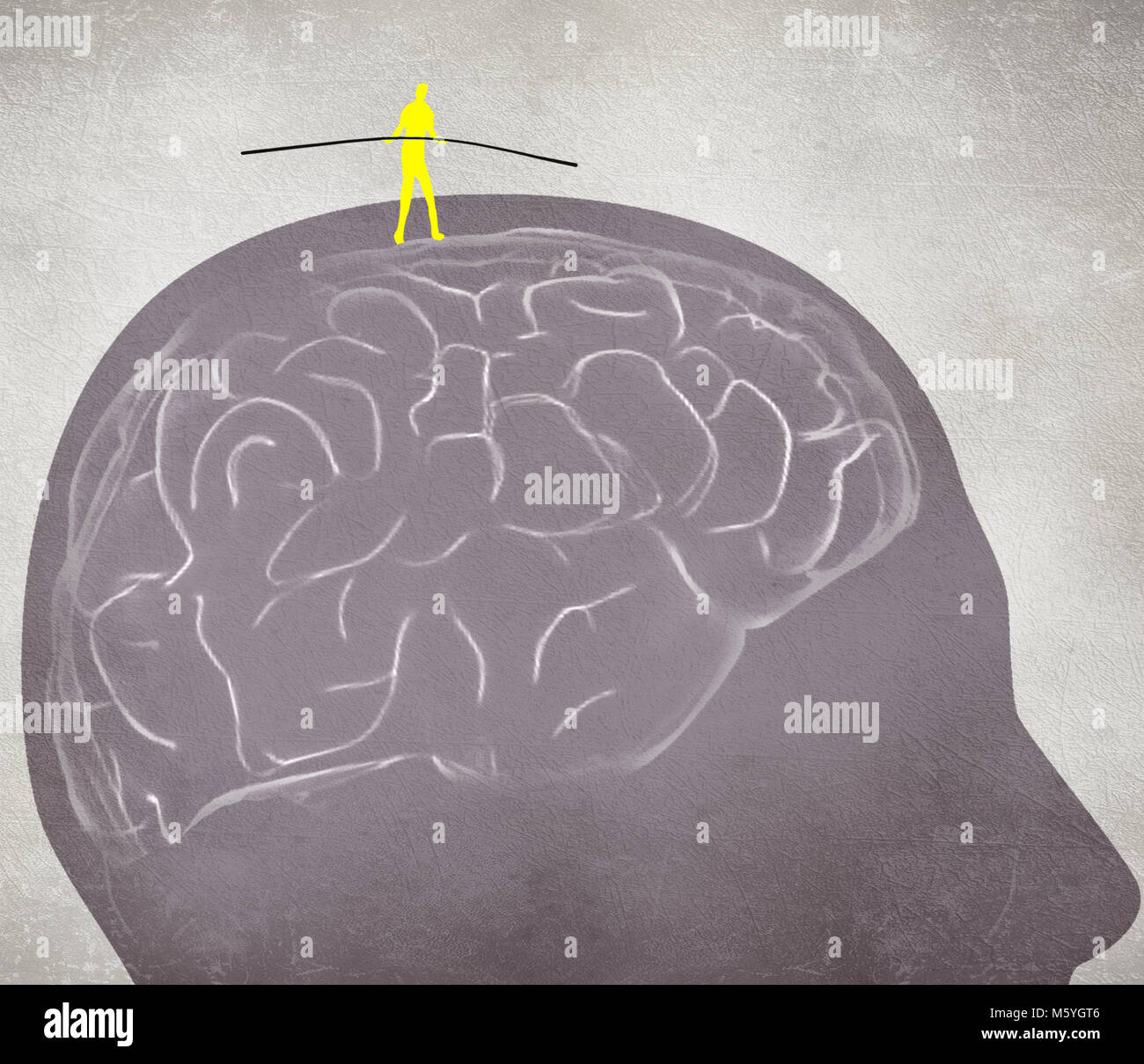 Equilibrist gehen auf das Gehirn digitale Illustration Stockfoto