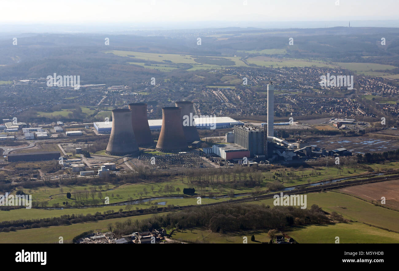 Luftaufnahme von Rugeley Power Station & Cannock Chase, Staffordshire, Großbritannien Stockfoto