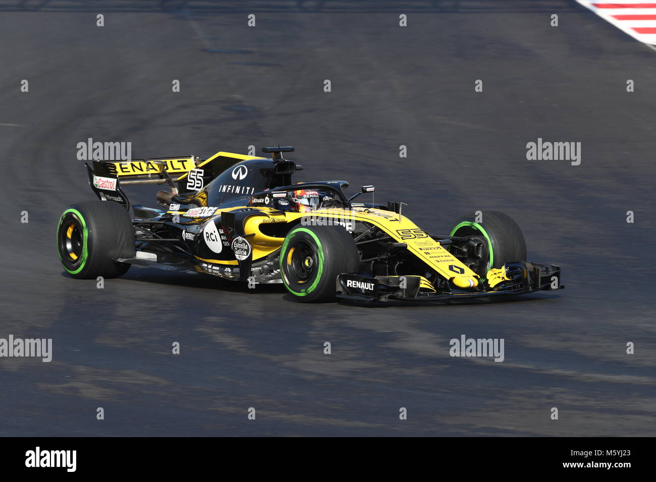 Von Renault, Carlos Sainz in Tag zwei des Vorsaison-testprogramm auf dem Circuit de Barcelona-Catalunya, Barcelona. PRESS ASSOCIATION Foto. Bild Datum: Dienstag, 27. Februar 2018. Siehe PA Geschichte AUTO Barcelona. Photo Credit: Tim Goode/PA-Kabel. Einschränkungen: Nur für den redaktionellen Gebrauch bestimmt. Kommerzielle Nutzung mit vorheriger Zustimmung von Teams Stockfoto