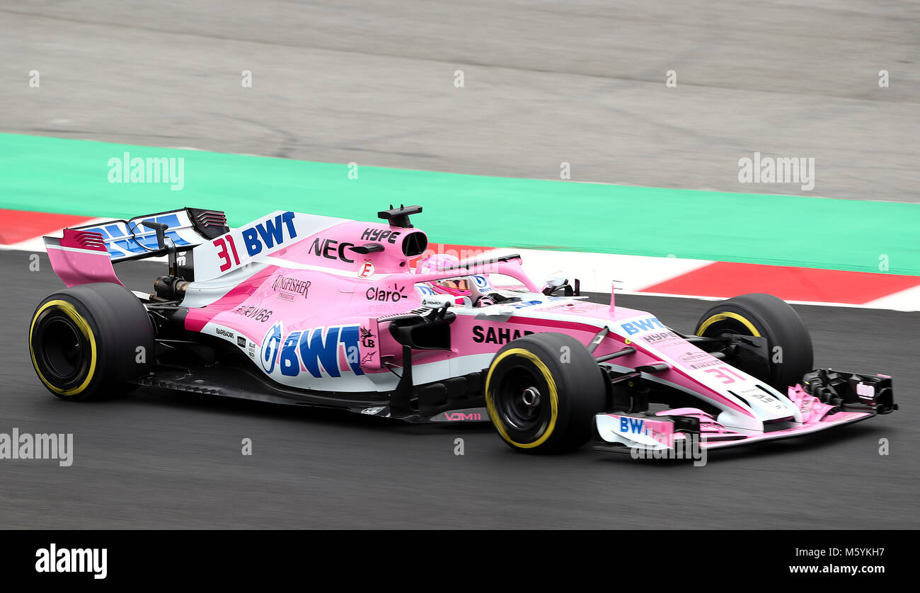 Force India Esteban Ocon in Tag zwei des Vorsaison-testprogramm auf dem Circuit de Barcelona-Catalunya, Barcelona. Stockfoto