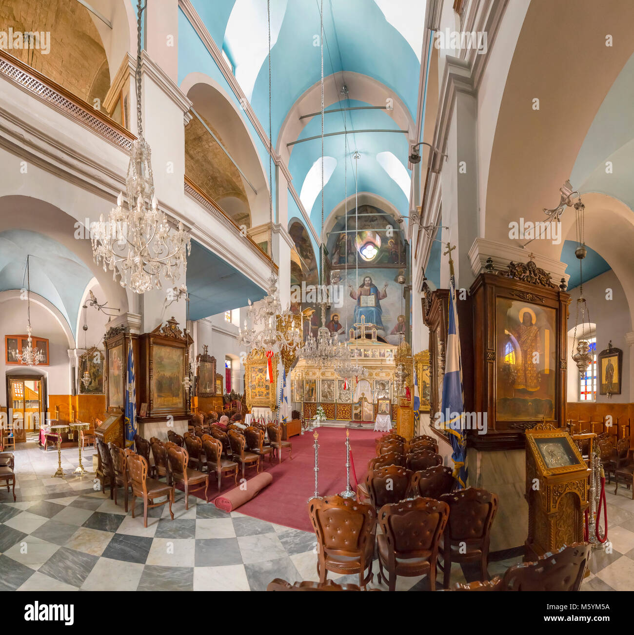 Innenraum der Kirche der drei Märtyrer, Chania, Griechenland Stockfoto