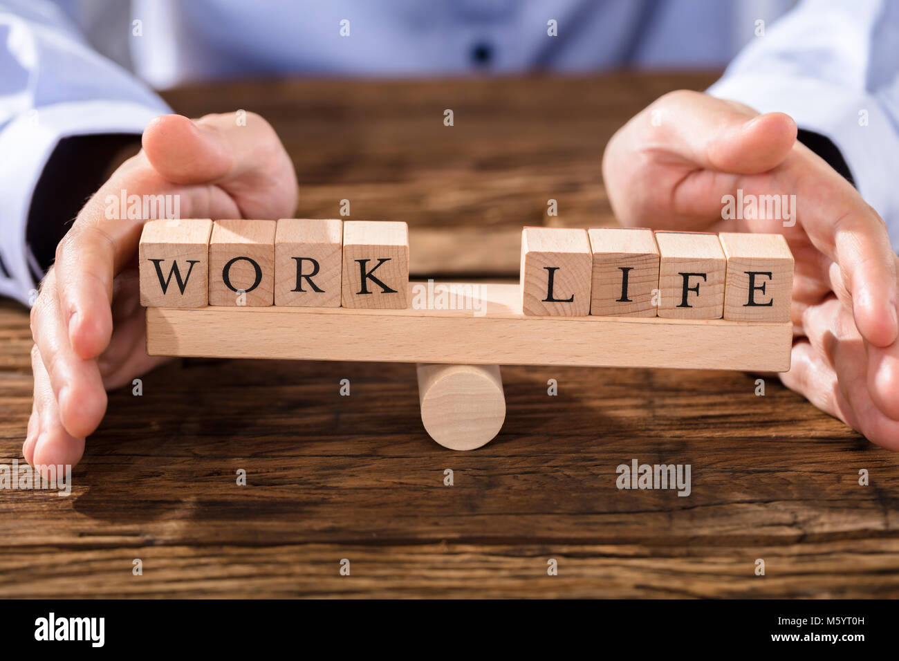 Nahaufnahme von einer Person Finger Schutz Work Life Balance Stockfoto