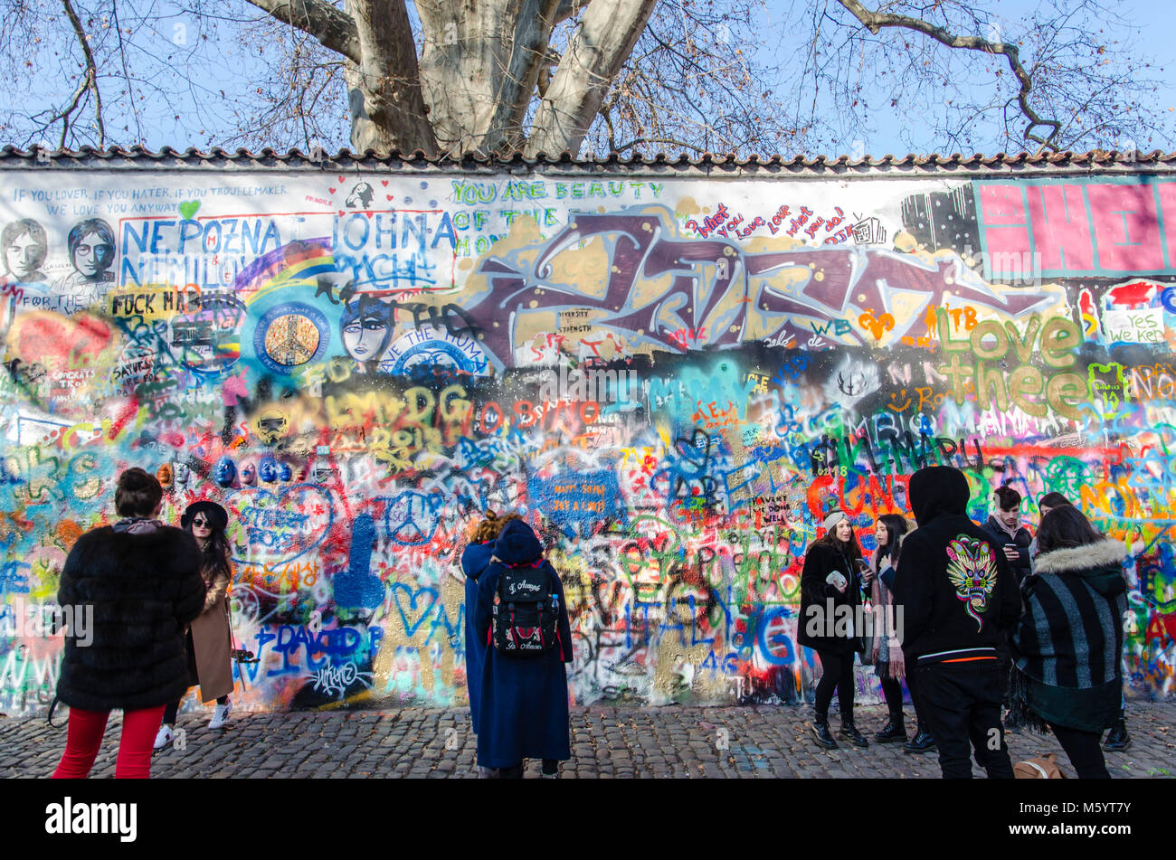 John-Lennon-Mauer in Prag Stockfoto