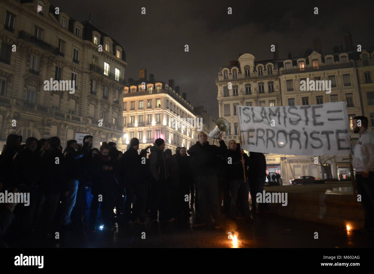 Rechtsextremen Aktivisten protestieren gegen angebliche Islamisierung von Frankreich, Lyon Stockfoto