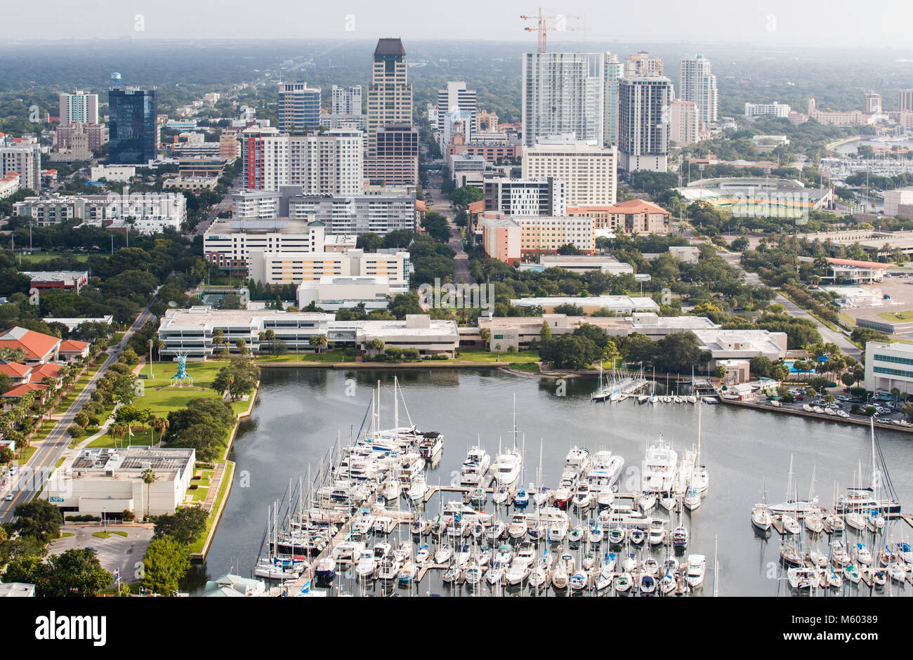 Luftaufnahmen von der Innenstadt von St. Petersburg, Florida. Stockfoto