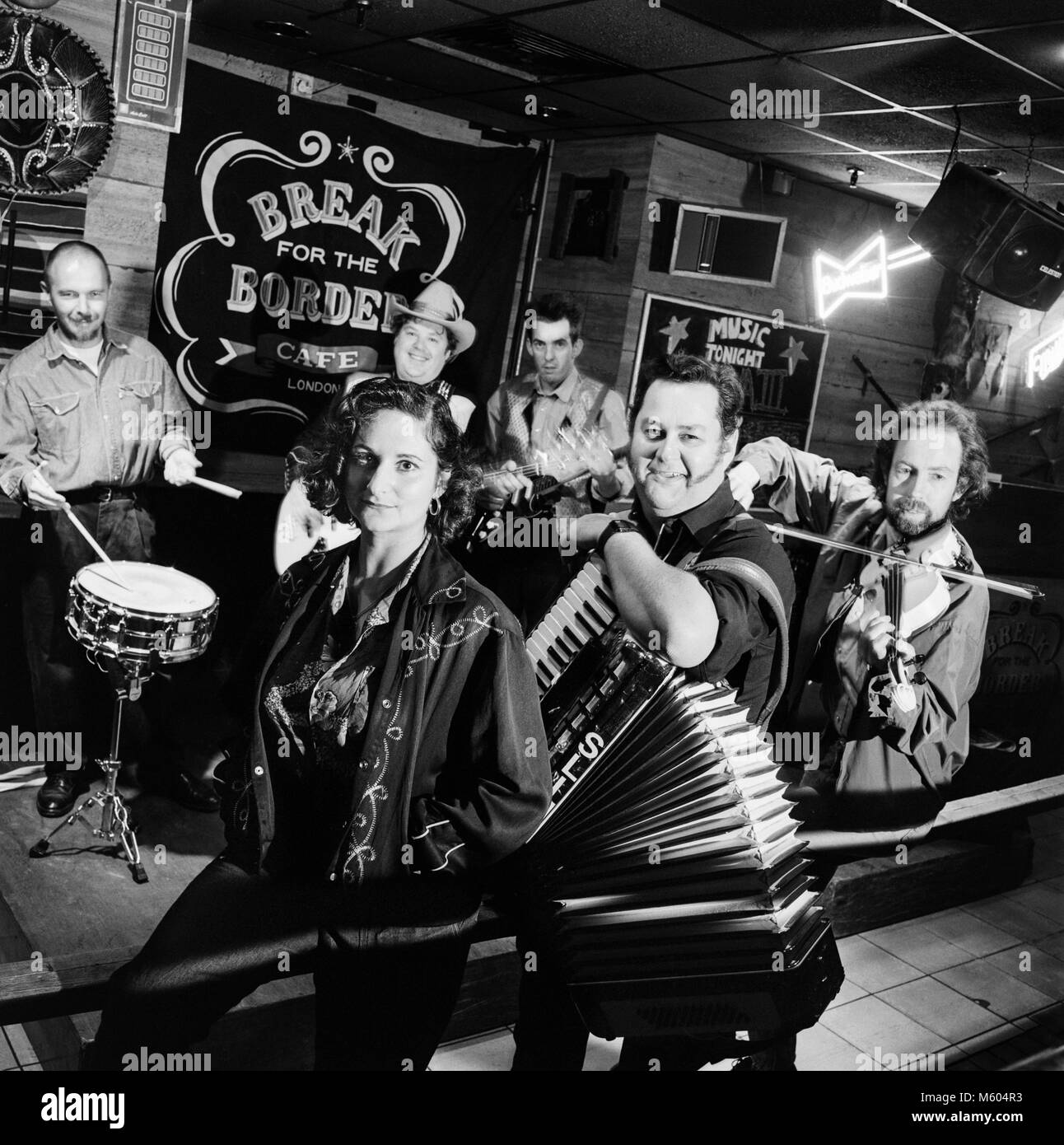 Slim Cyder Co band bei Bruch für die Grenze, Urban Cowboys, Zydeco, Land Musiker, Archivierung Foto am 5. Juli 1993. Stockfoto