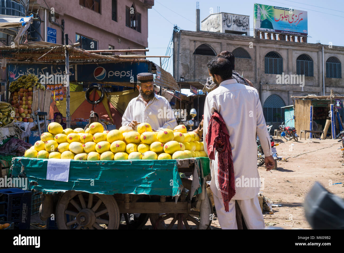 Fruit Market in Kharian Dorf Punjab Pakistan Asien Stockfoto