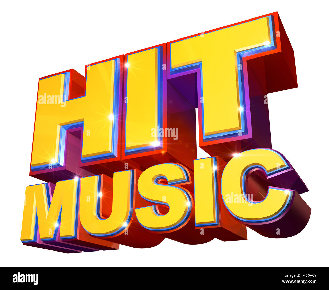 Bunte Hit Musik Logo - 3D-Darstellung Stockfoto