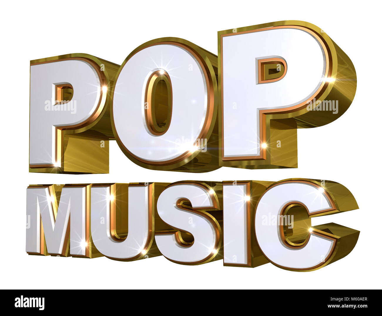 Golden Pop Musik Logo - 3D-Darstellung Stockfoto