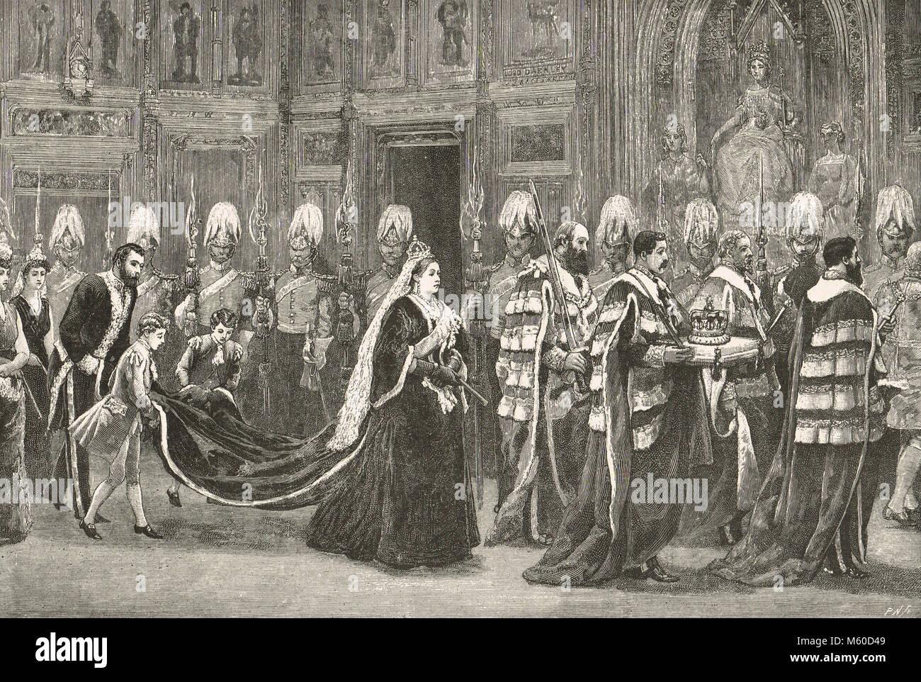 Queen Victoria Royal Prozession an die Öffnung des Parlaments, 1886. Die kurzlebigen Dritten premiership von Gladstone Stockfoto