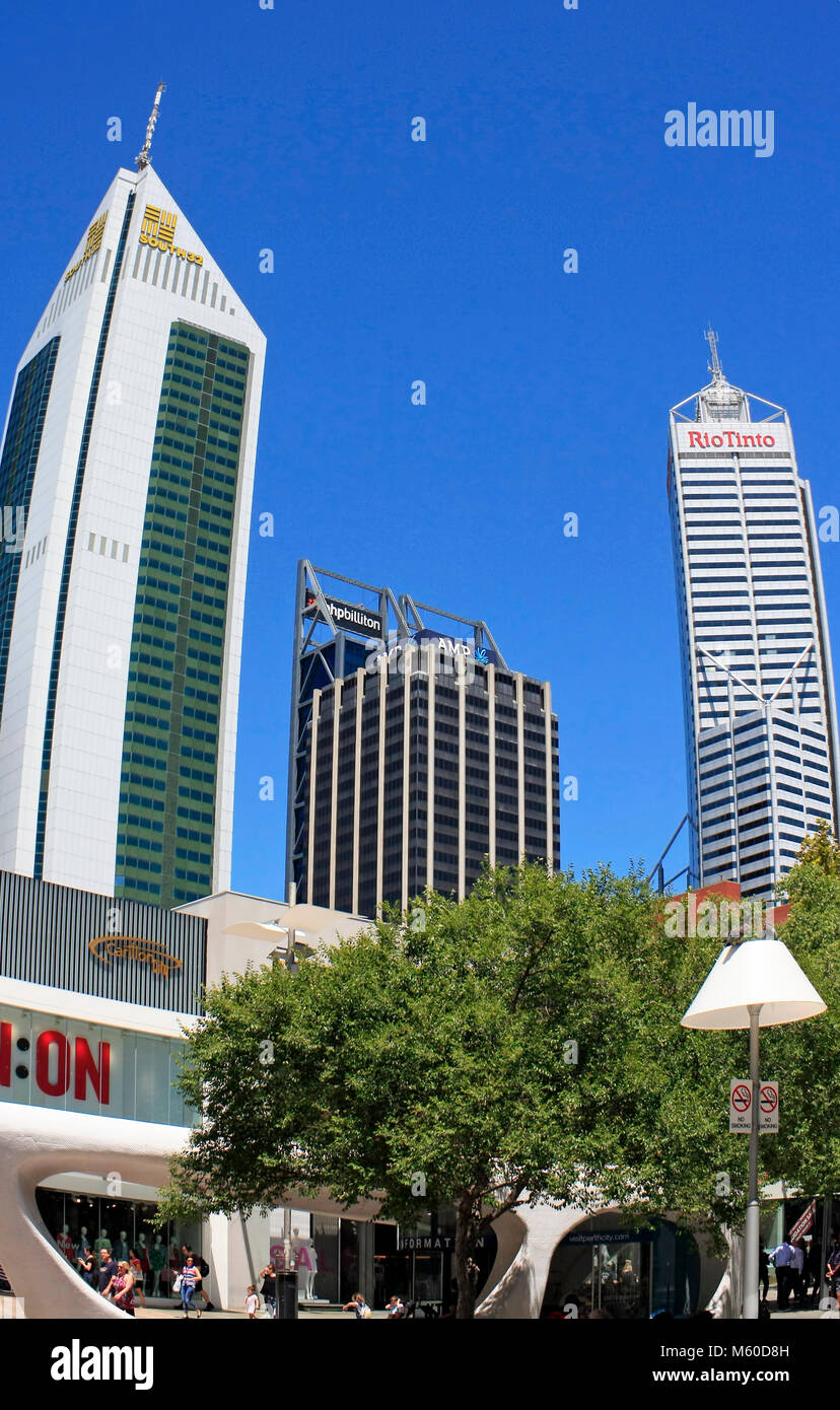 Perth City Skyline und Wolkenkratzer Western Australia Stockfoto