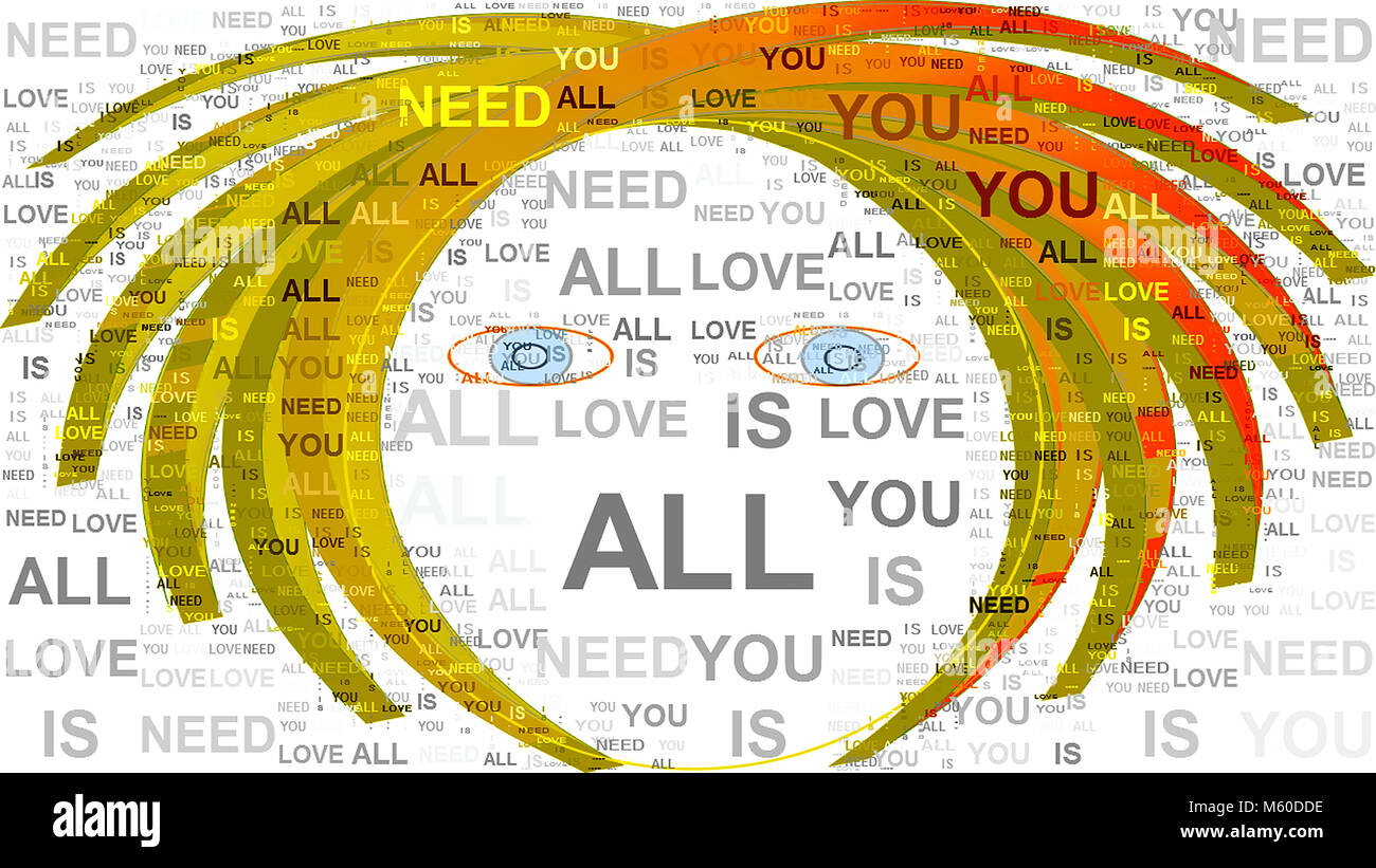 Ein abstraktes Poster Design mit den Worten "All you need is Love' Stockfoto
