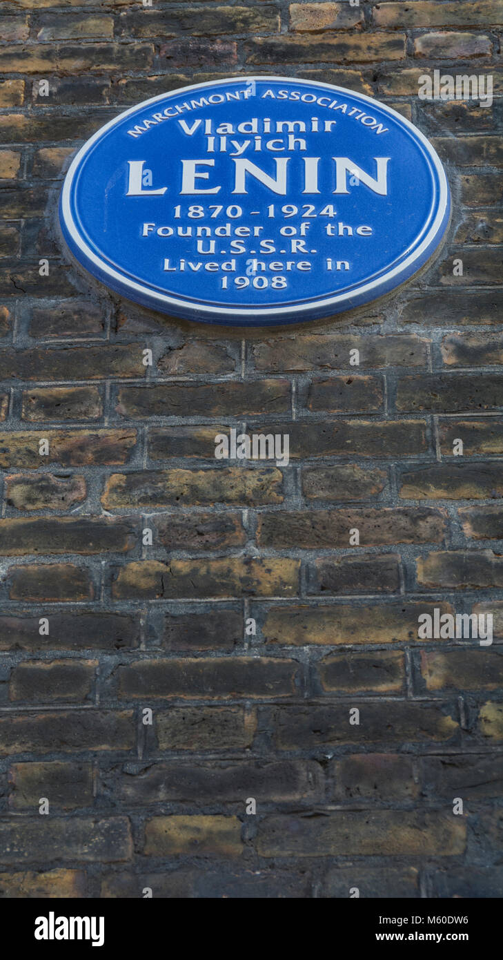 Wladimir Iljitsch Lenin blaue Plakette auf Tavistock Place, London, NW1 Stockfoto