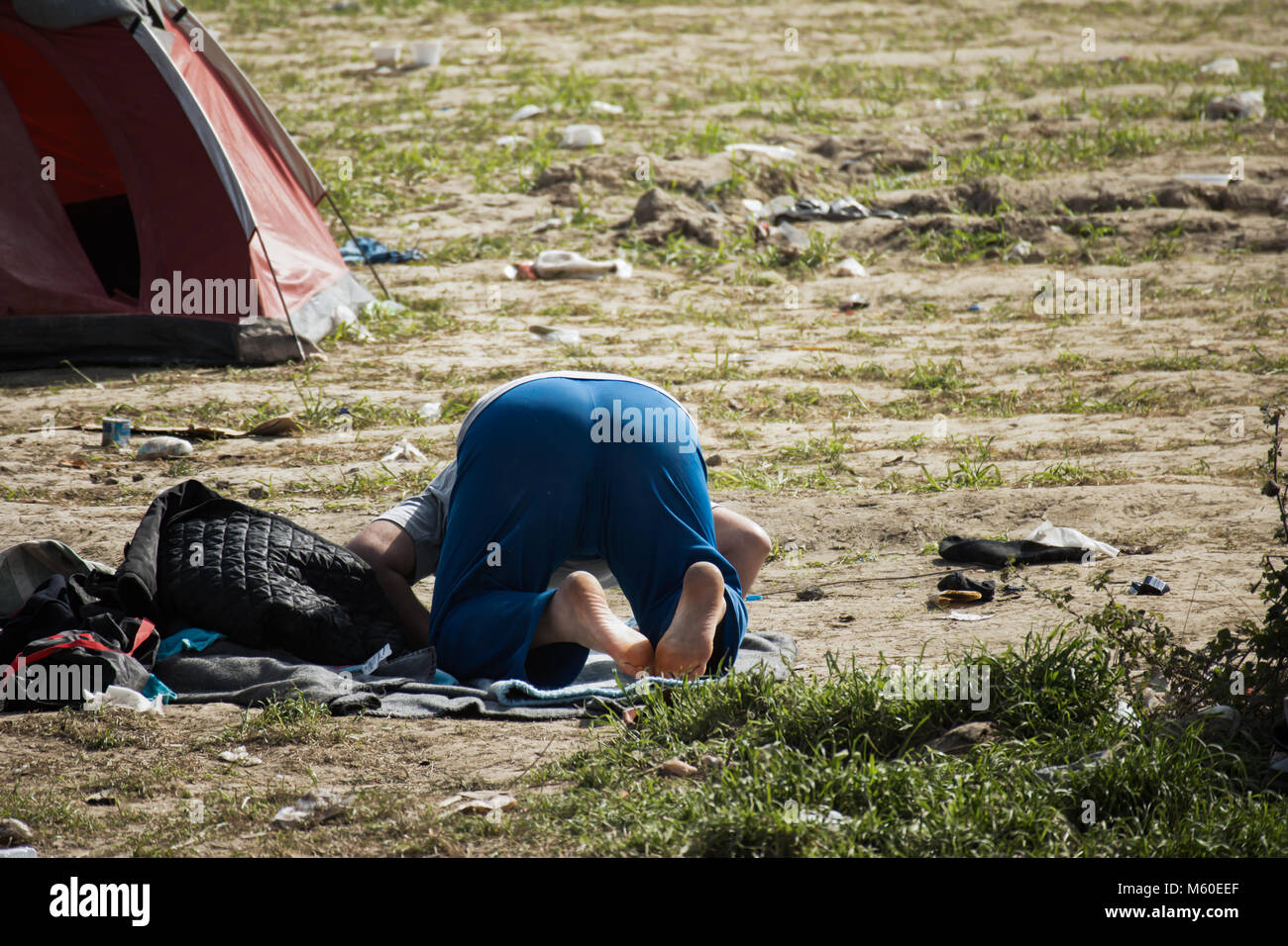 Flüchtlingskrise in Europa: Bilder, die im März 2016 in Griechenland, wo Tausende von Flüchtlingen kamen auf der Flucht vor den Kriegen in ihren Ländern berücksichtigt. Stockfoto