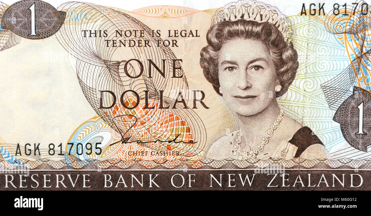 Neuseeland 1 Dollar Bank Note Stockfoto