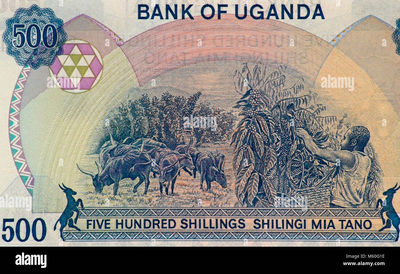 Uganda Fünfhundert Schilling Bank Note Stockfoto