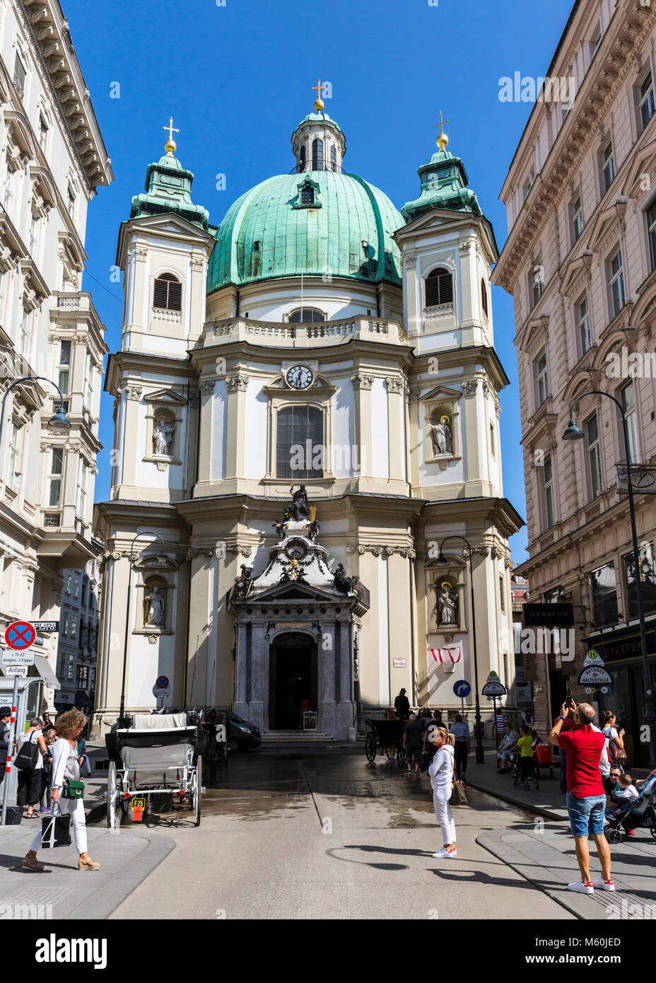 St. Peter's Kirche, von Jungferngasse, Wien, Wien, Österreich. Stockfoto