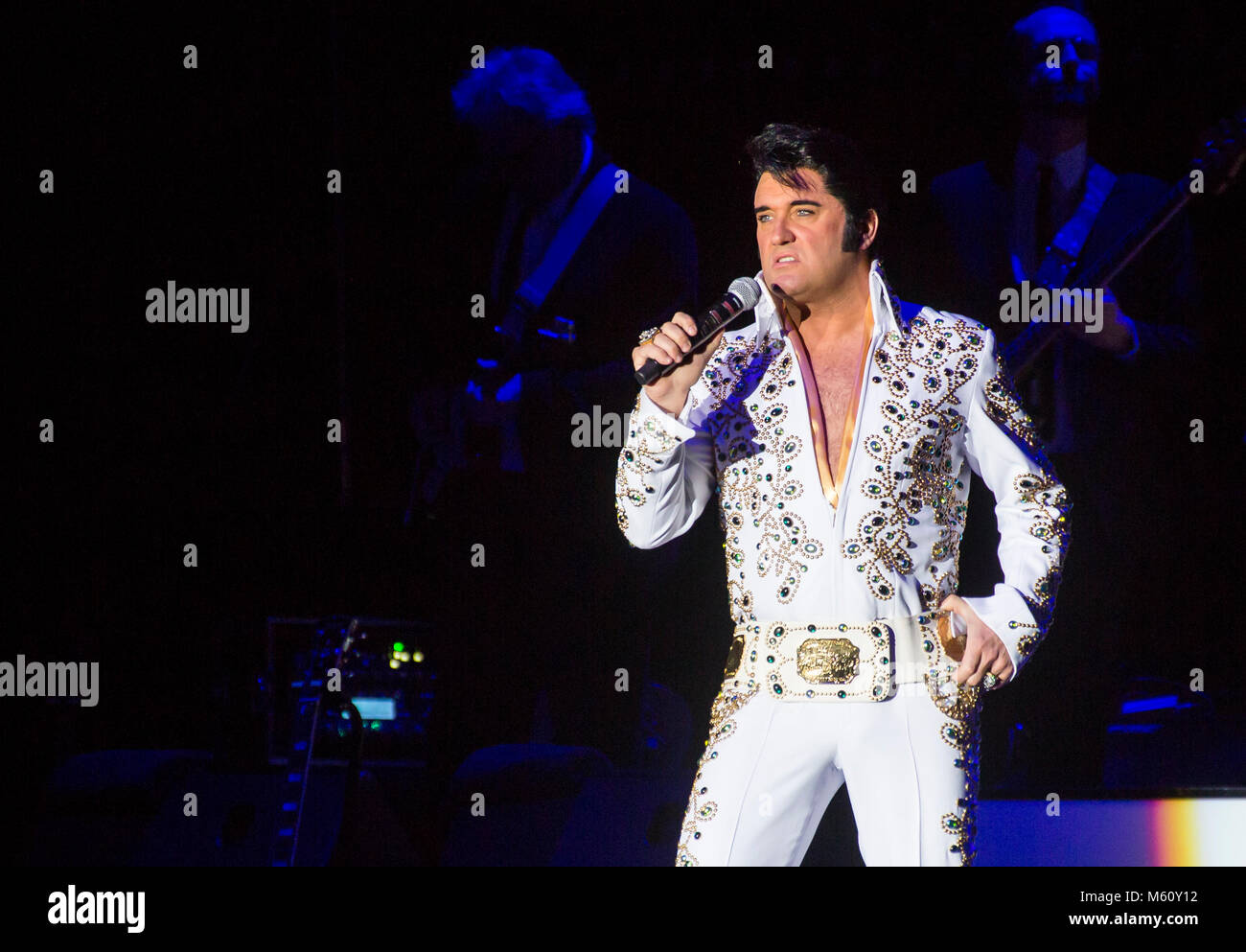 Die wetzlarer Rittal-Arena, Deutschland. 26 Feb, 2018. Elvis-das Musical. Biographische Tribut Musical Show mit dem irischen Sänger Grahame Patrick Doyle als Elvis Presley Double. Credit: Christian Lademann Stockfoto