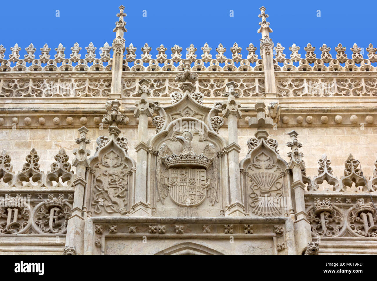 Detail der Fassade der Königlichen Kapelle in Granada, Spanien Stockfoto