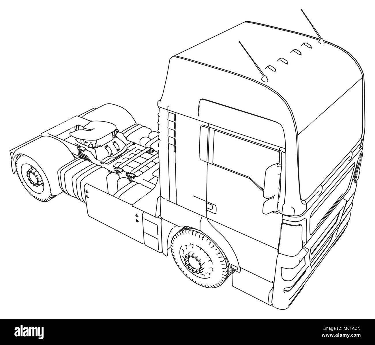 Liefer- Industrie, Logistik Transport und Fracht Fracht Transport Industrie kommerzielle Konzept wire-frame. Erstellt Abbildung der 3d. Stock Vektor